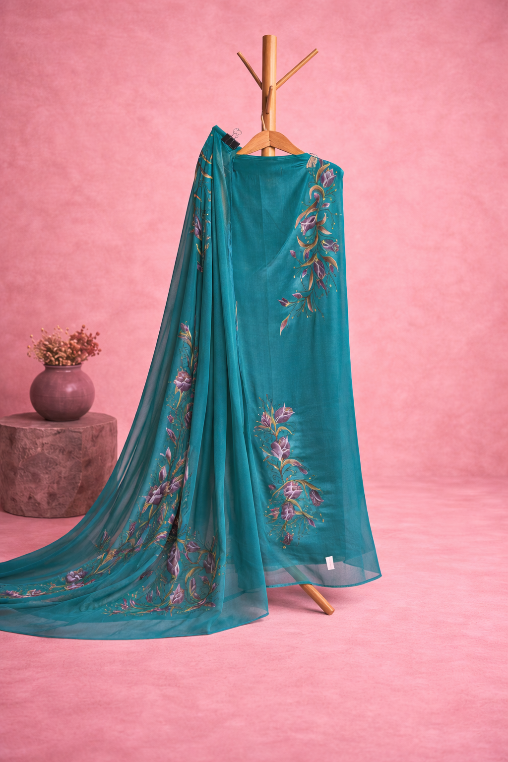 TURUOISE GREEN UNSTICHED SUIT SET