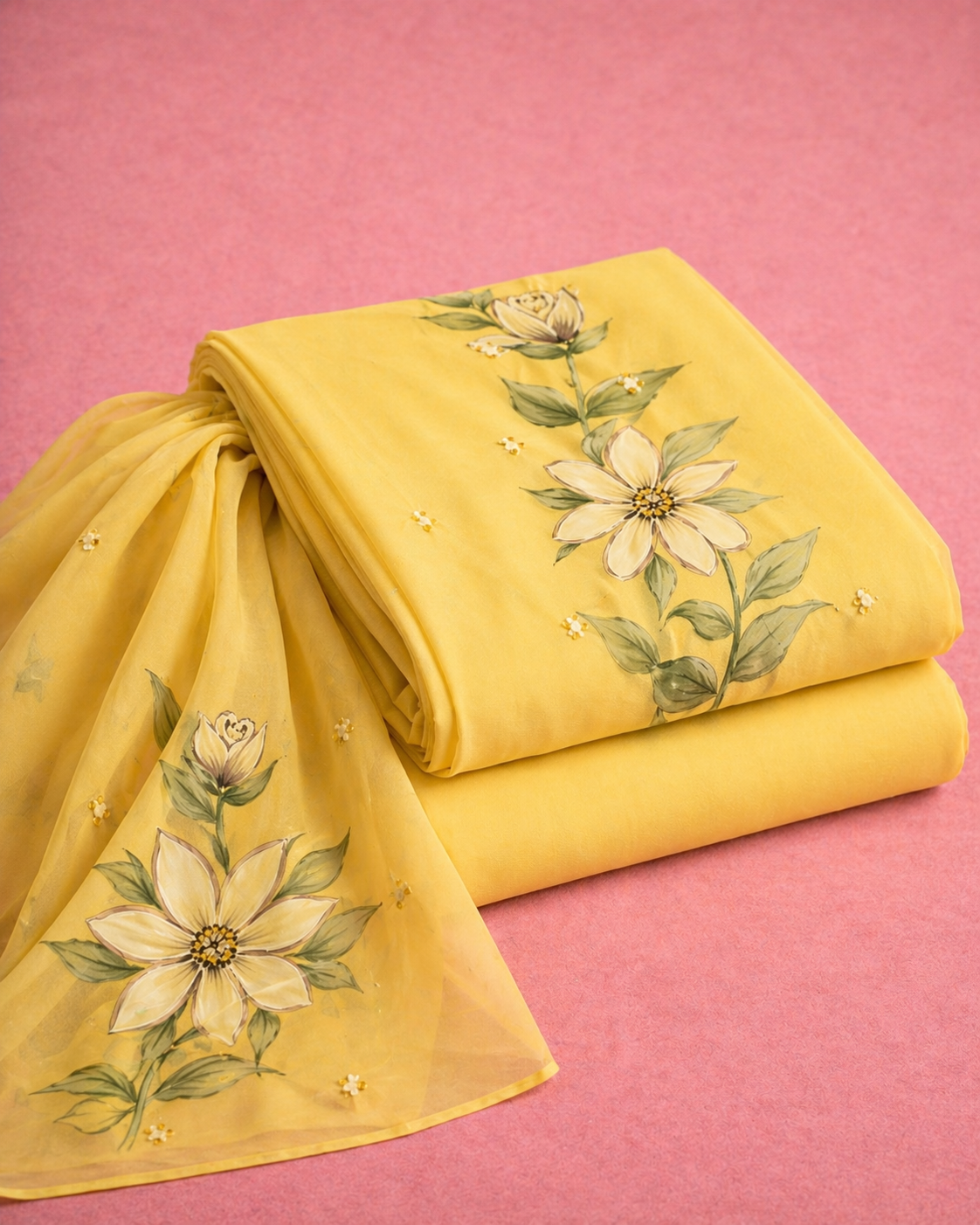 MANGO GLOW UNSTICHED SUIT SET
