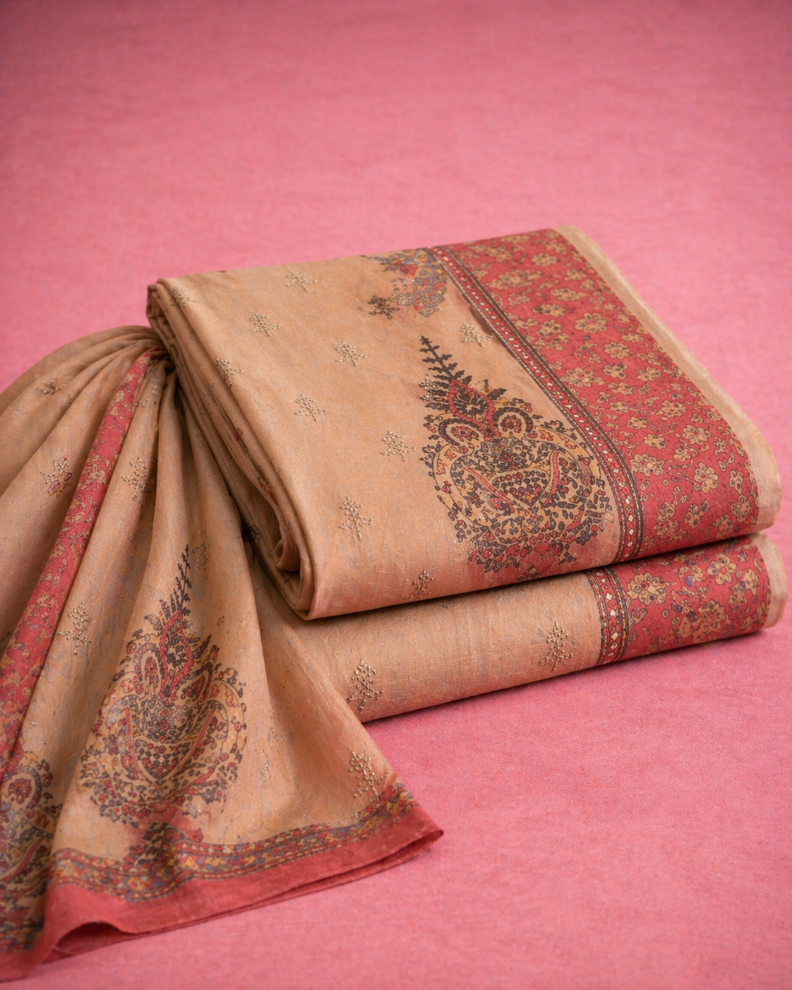 BLUSH BEIGE UNSTICHED SUIT SET