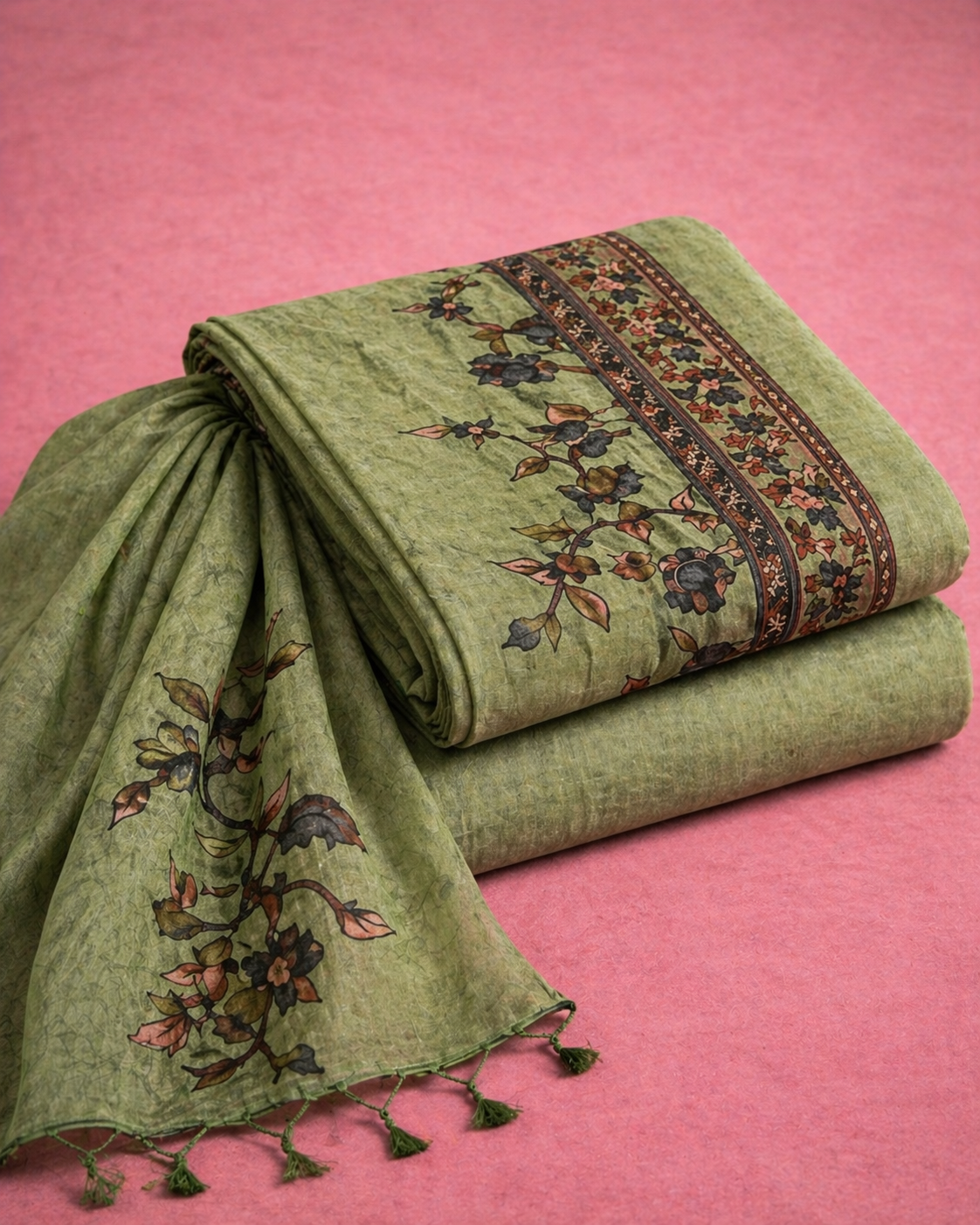 LIGHT GREEN LINEN UNSTICHED SUIT SET