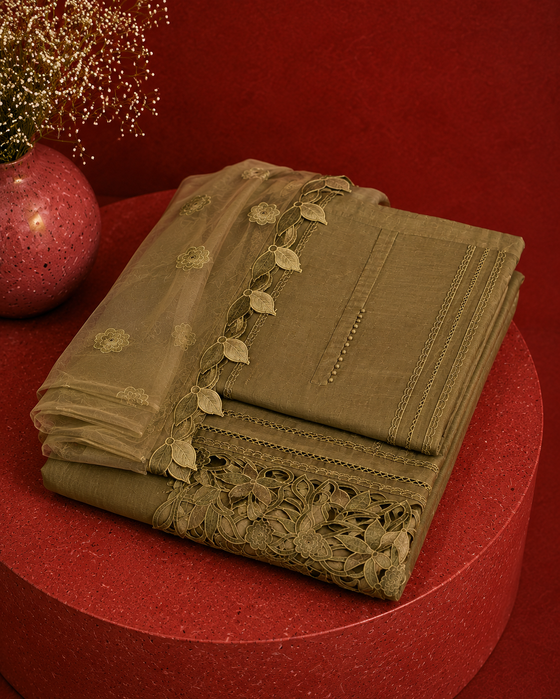GREEN UNSTICHED SUIT SET