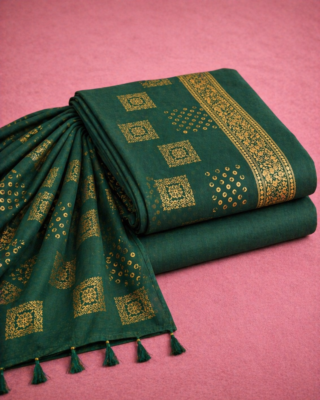EMERALD BLOCK PRINT UNSTICHD SUIT SET