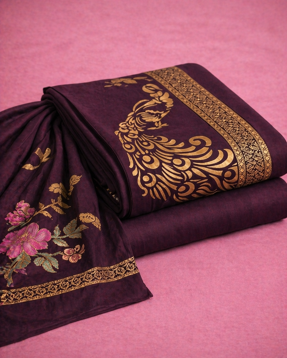 PURPLE UNSTICHED SUIT SET