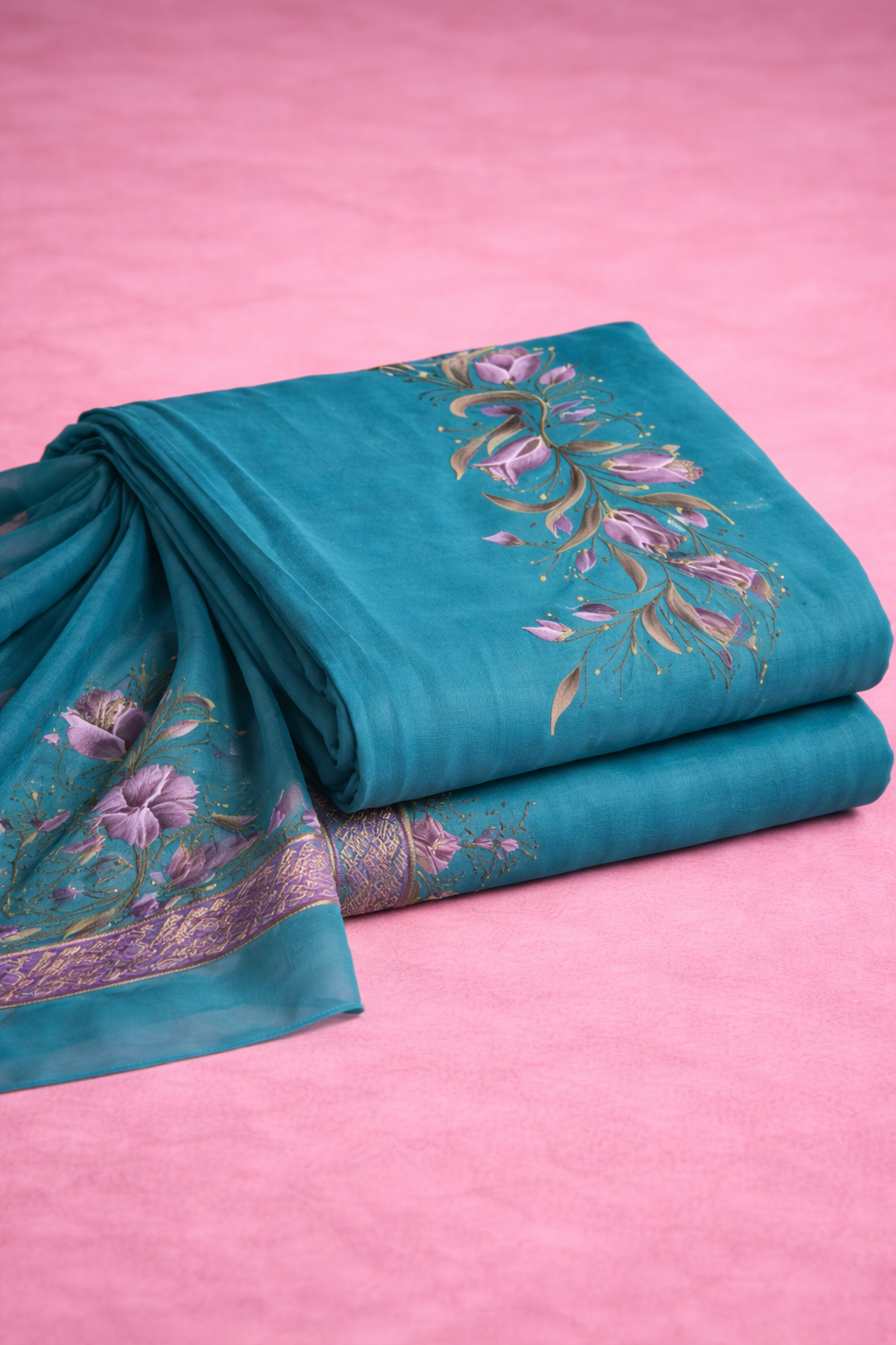 TURUOISE GREEN UNSTICHED SUIT SET