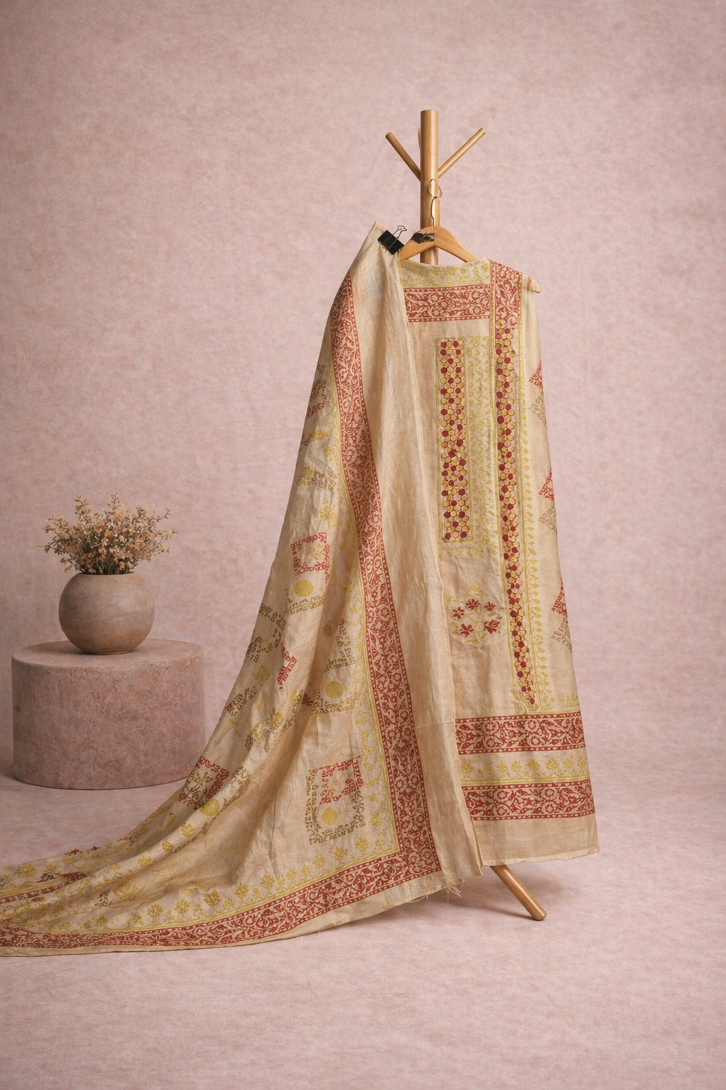 FAWN BLOCK PRINT UNSTICHED SUIT SET