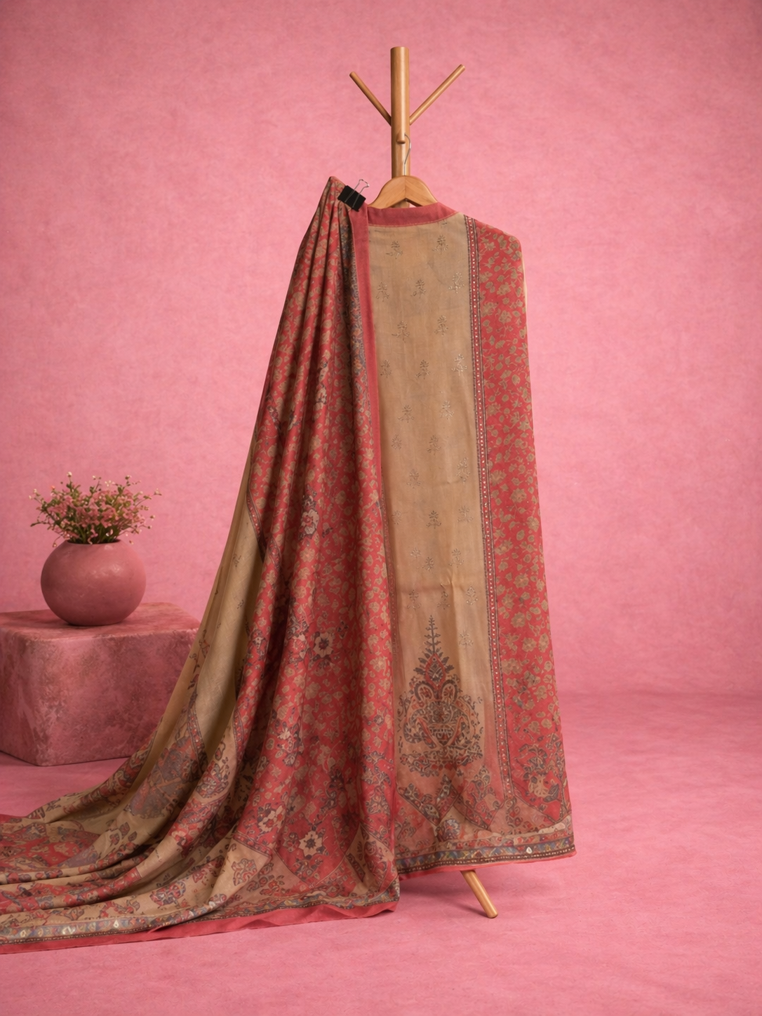 BLUSH BEIGE UNSTICHED SUIT SET