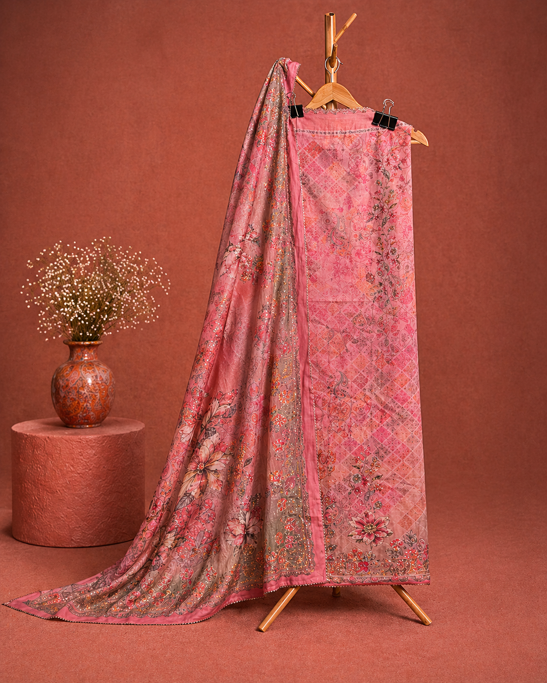 PINK UNSTICHED SUIT SET