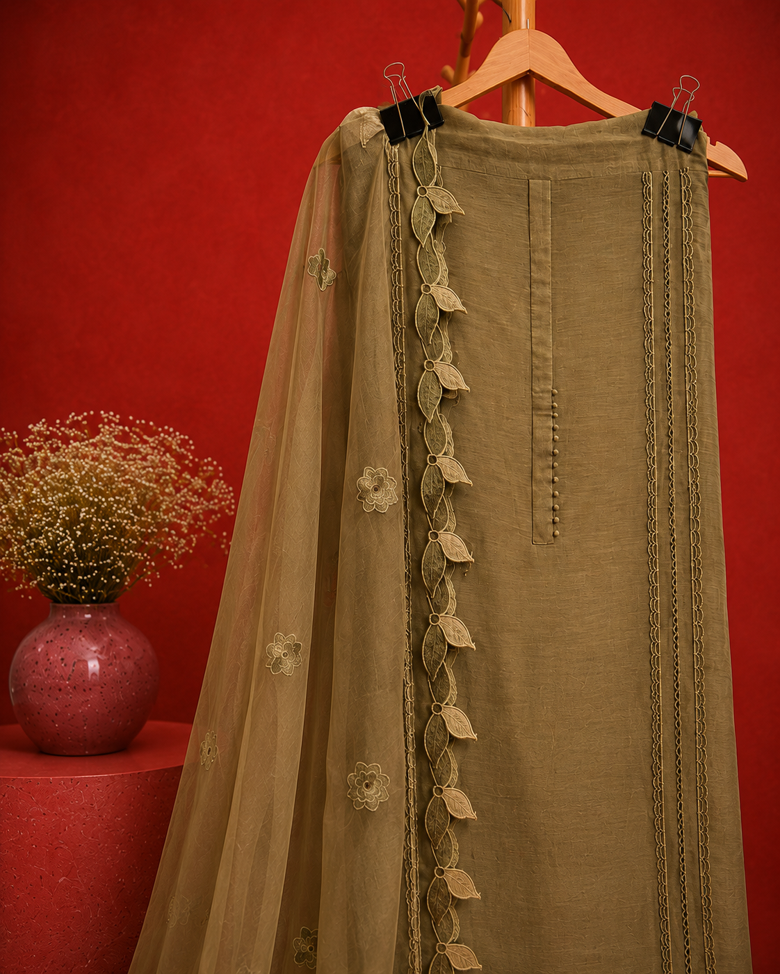 GREEN UNSTICHED SUIT SET