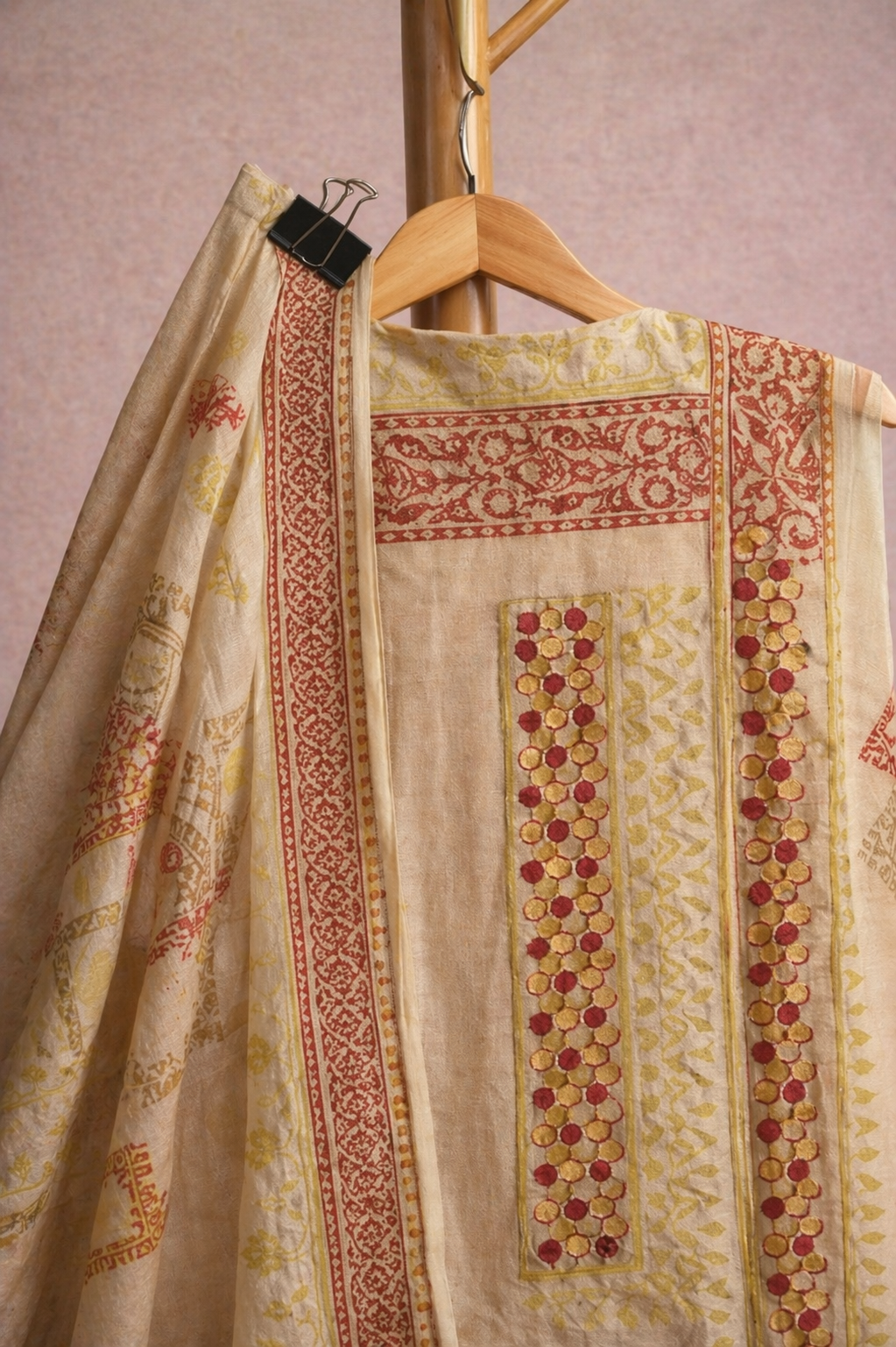 FAWN BLOCK PRINT UNSTICHED SUIT SET