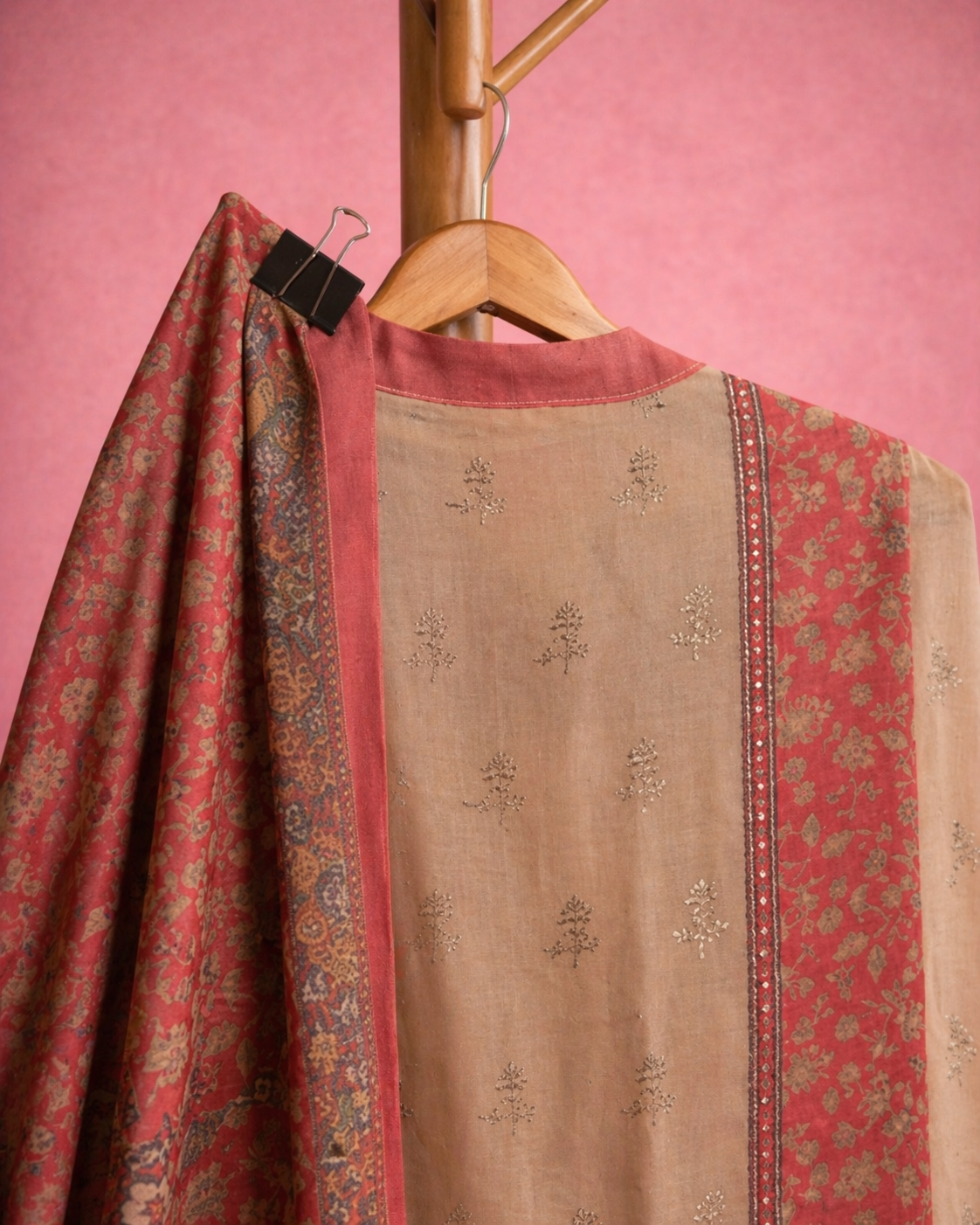 BLUSH BEIGE UNSTICHED SUIT SET