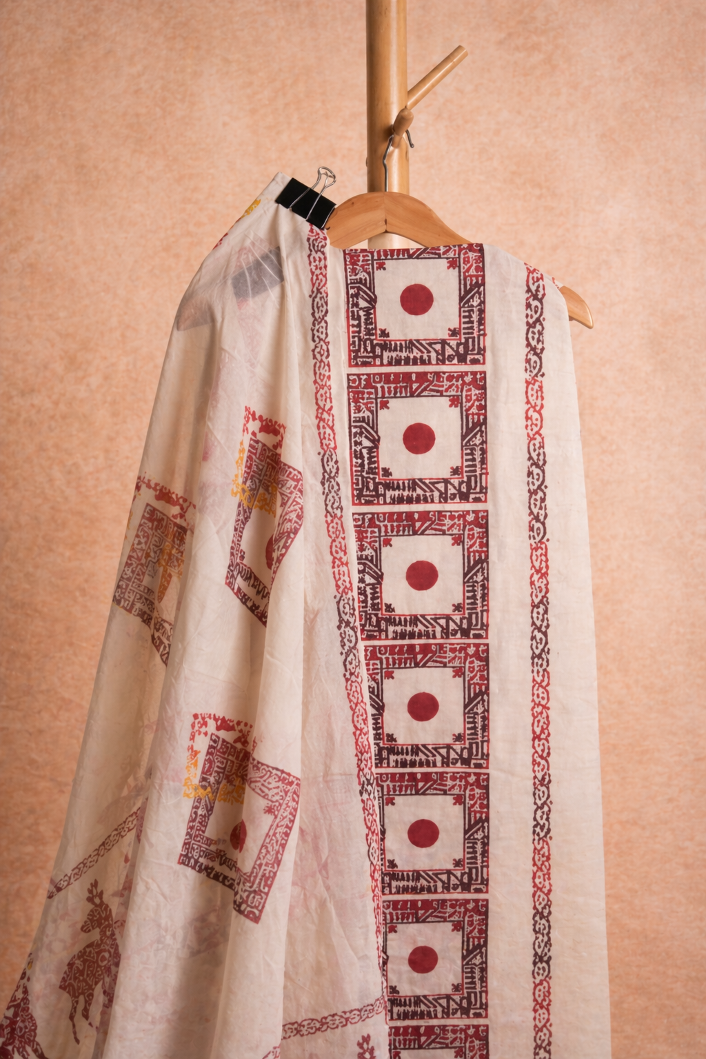 OFF WHITE BLOCK PRINT UNSTICHED SUIT SET