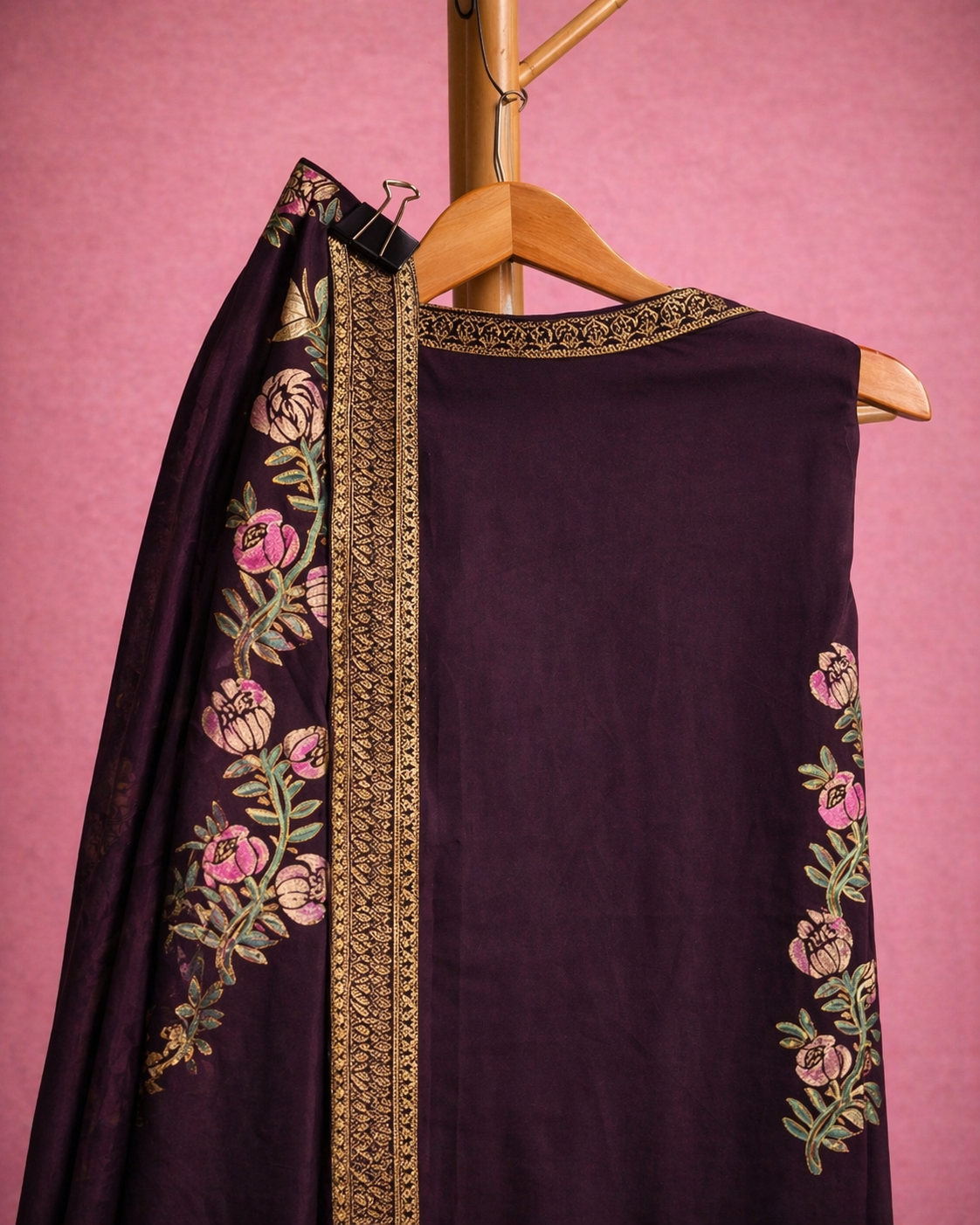 PURPLE UNSTICHED SUIT SET
