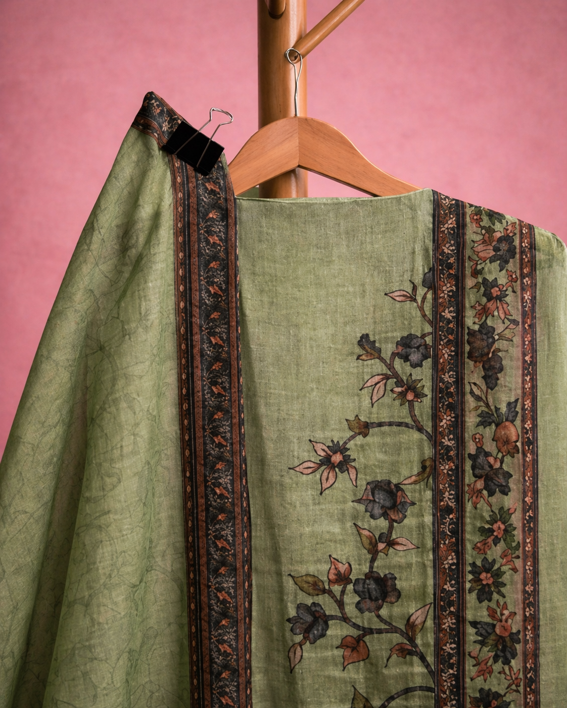 LIGHT GREEN LINEN UNSTICHED SUIT SET