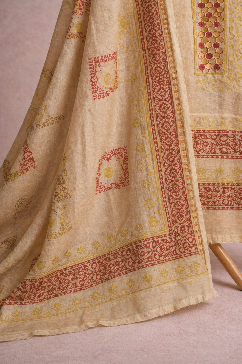 FAWN BLOCK PRINT UNSTICHED SUIT SET