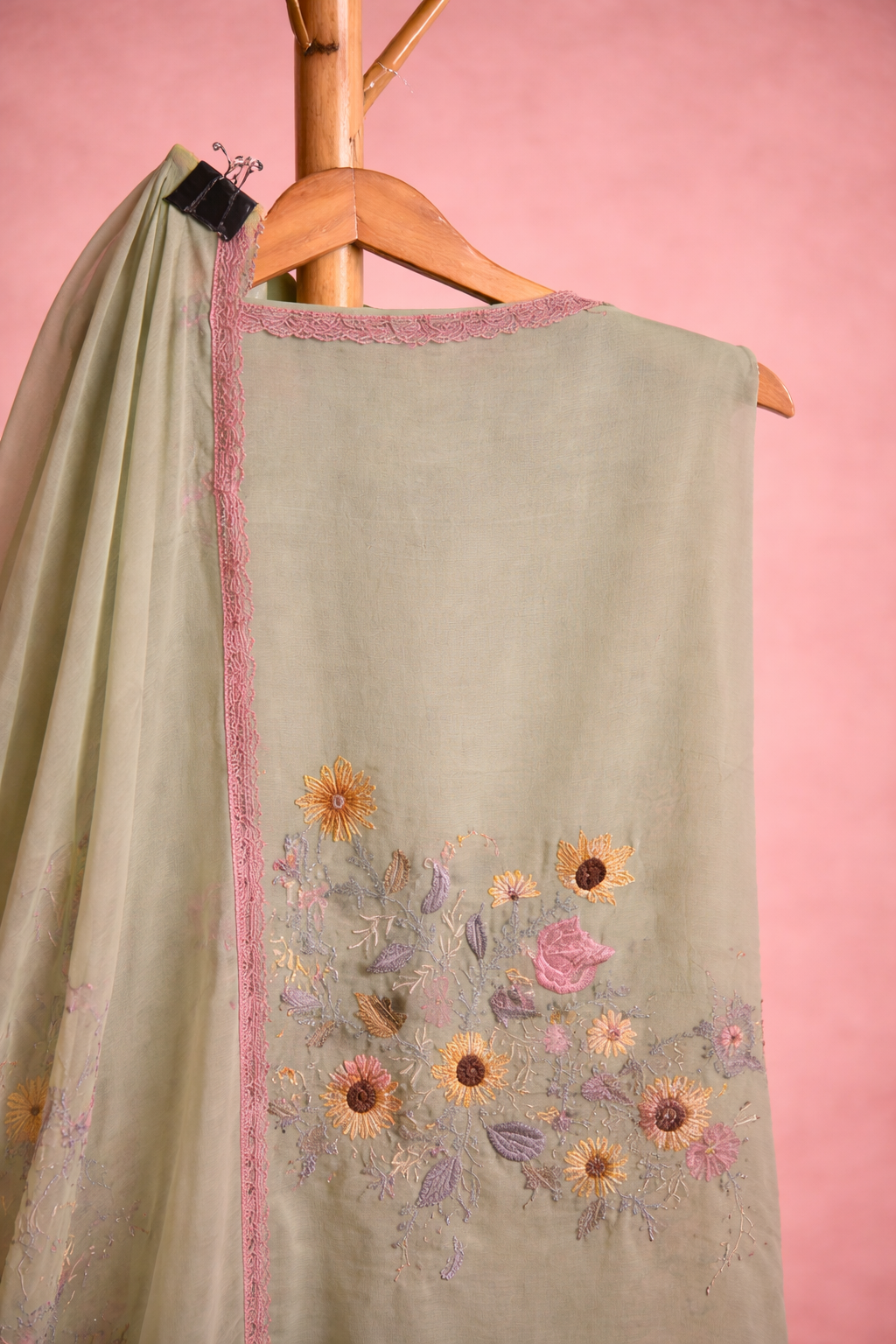 PASTEL GREEN FLORAL UNSTICHED SUIT SET