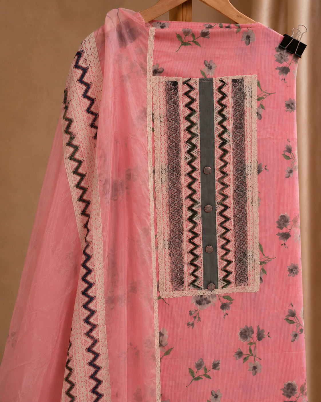 PINK UNSTICHED SUIT SET