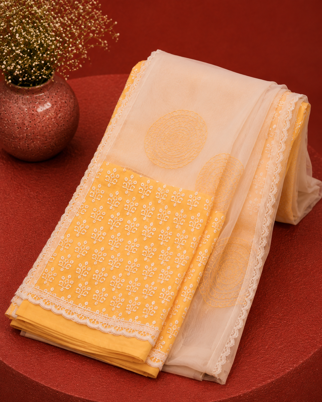 LEMON COLOUR UNSTICHED SUIT SET