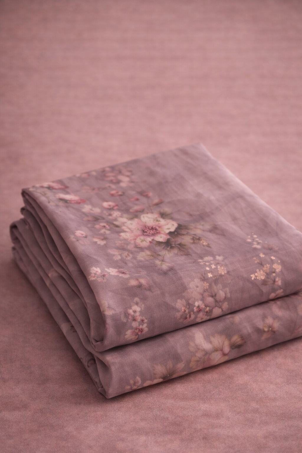 PURPLE FLORAL UNSTICHED SUIT SET