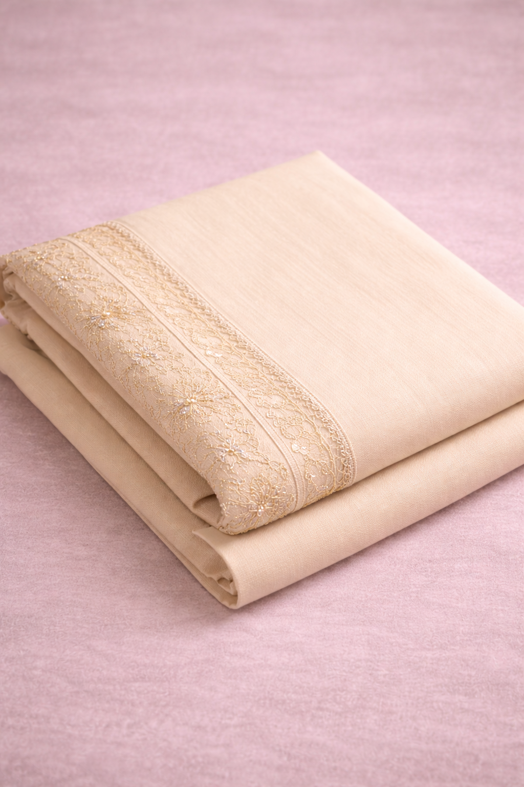 CREAM UNSTICHED SUIT SET