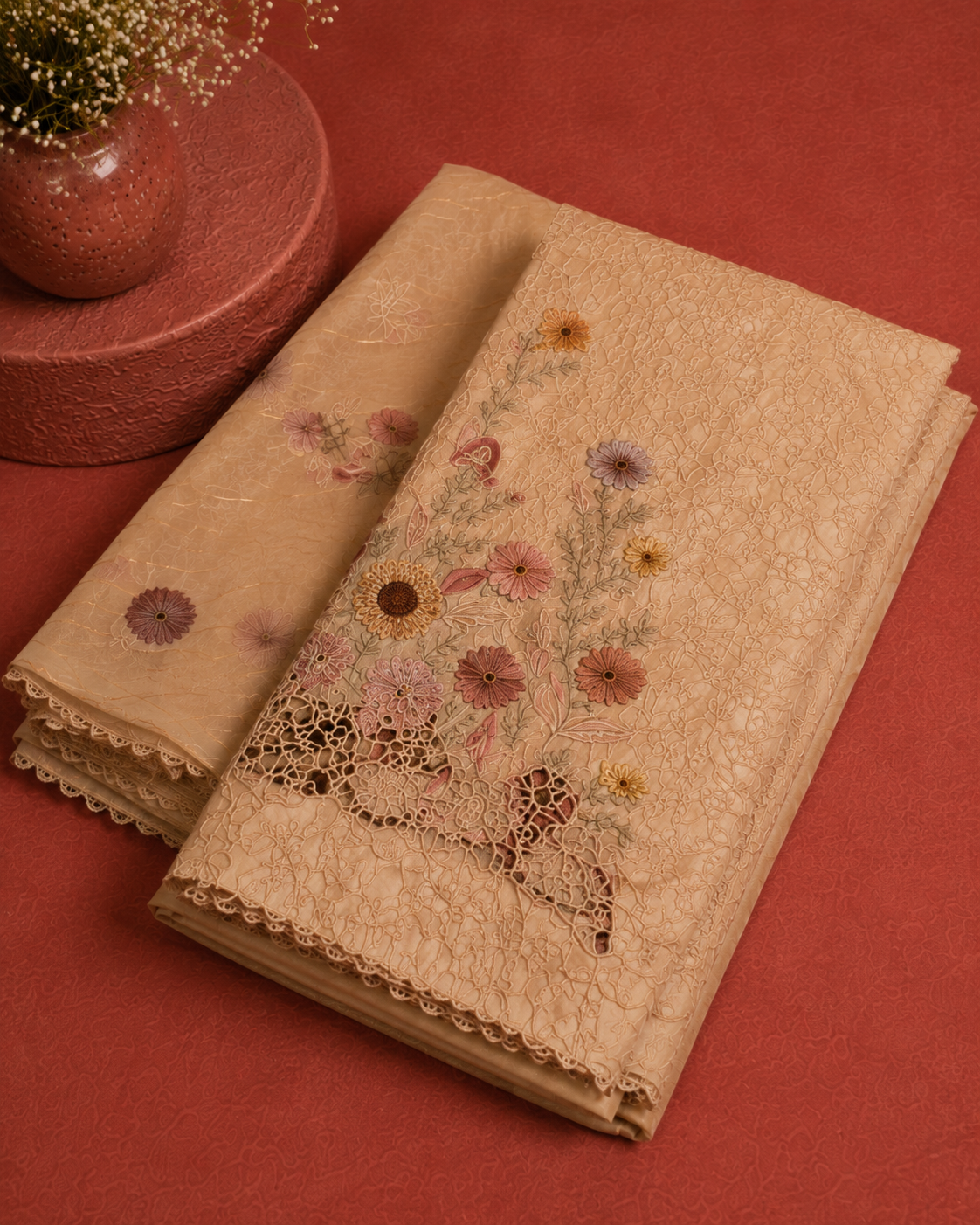 BEIGE UNSTICHED SUIT SET