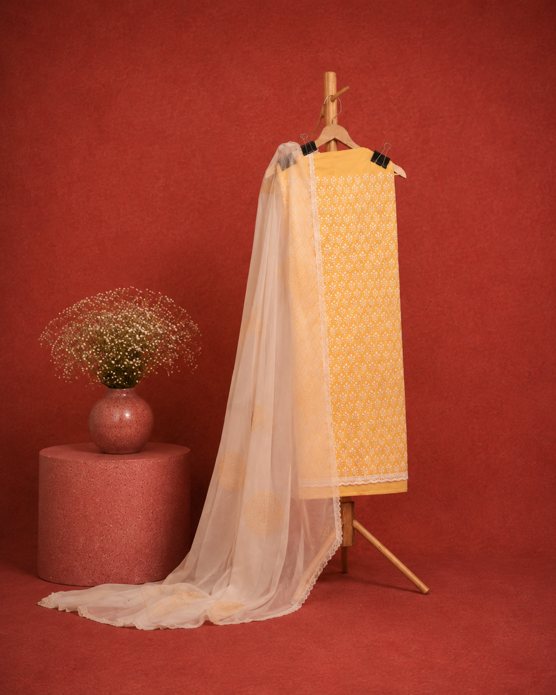 LEMON COLOUR UNSTICHED SUIT SET