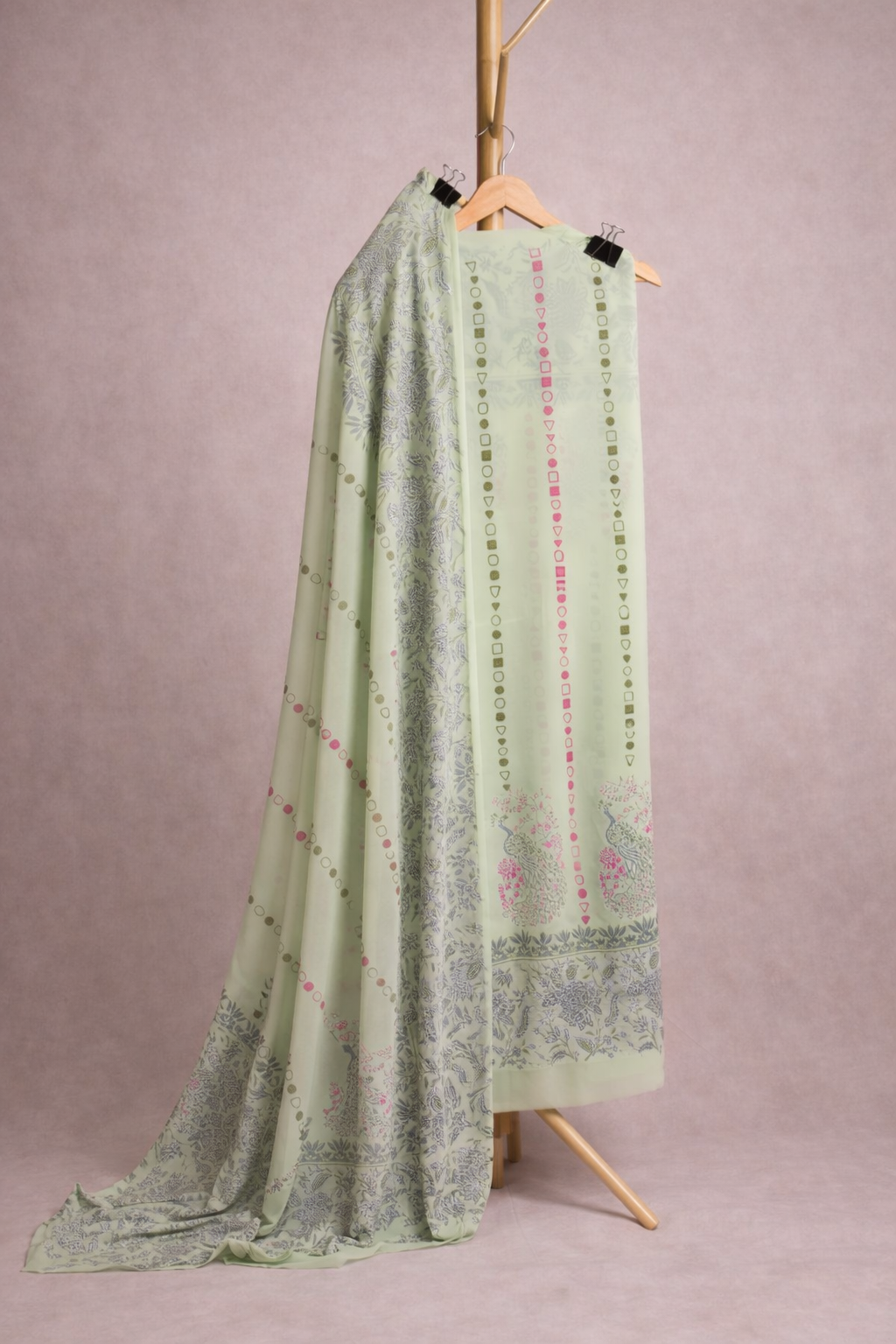 PASTEL GREEN UNSTICHED SUIT SET