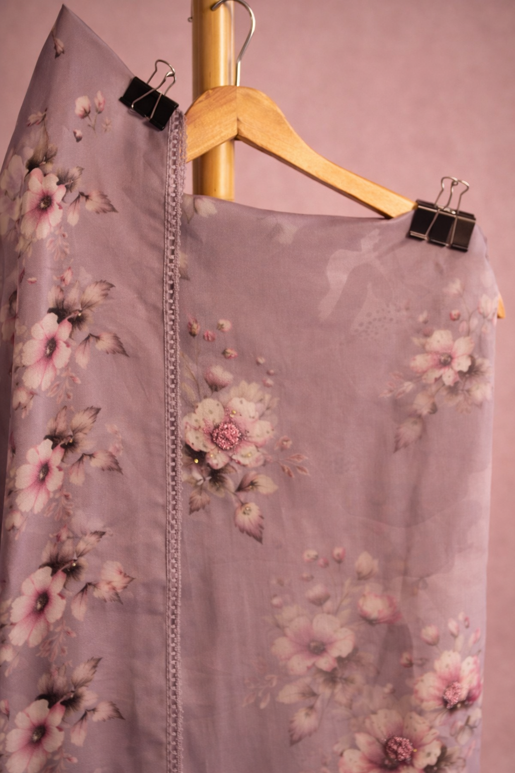 PURPLE FLORAL UNSTICHED SUIT SET