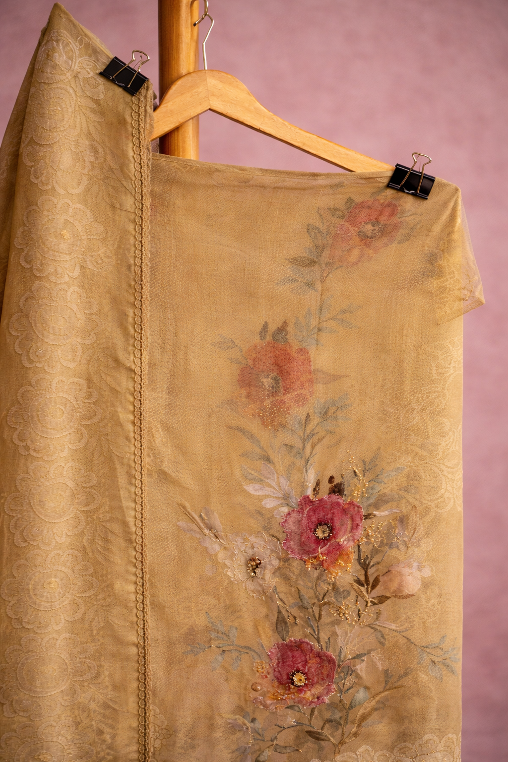 YELLOW FLORAL UNSTICHED SUIT SET