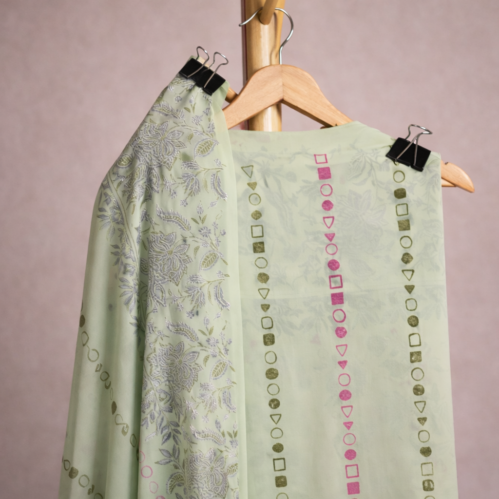 PASTEL GREEN UNSTICHED SUIT SET
