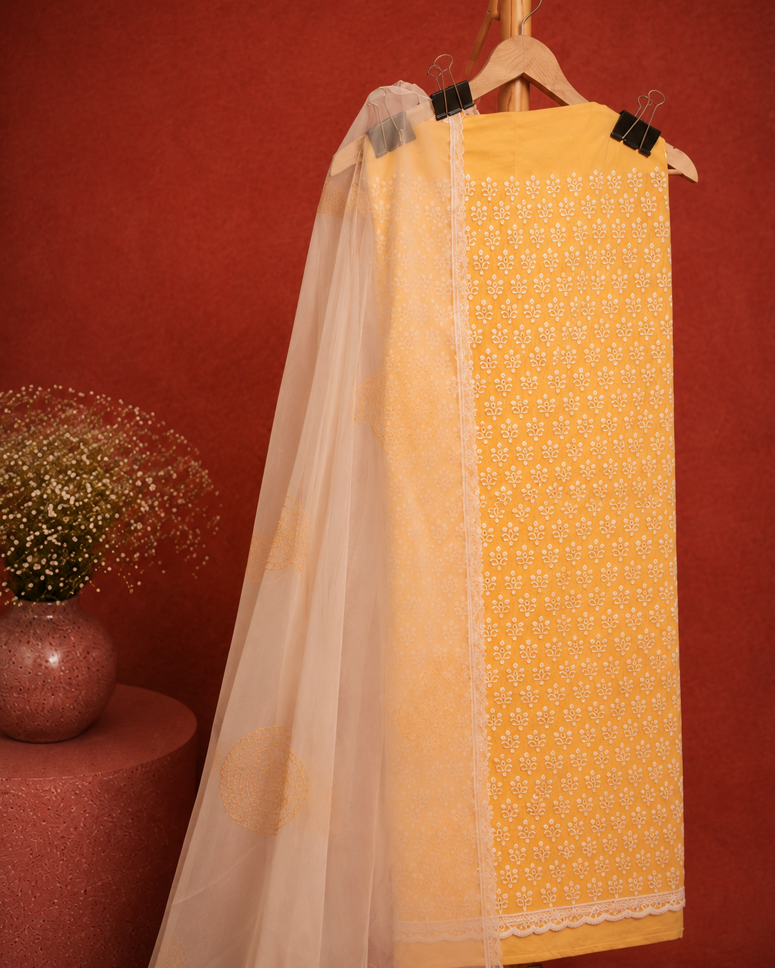 LEMON COLOUR UNSTICHED SUIT SET