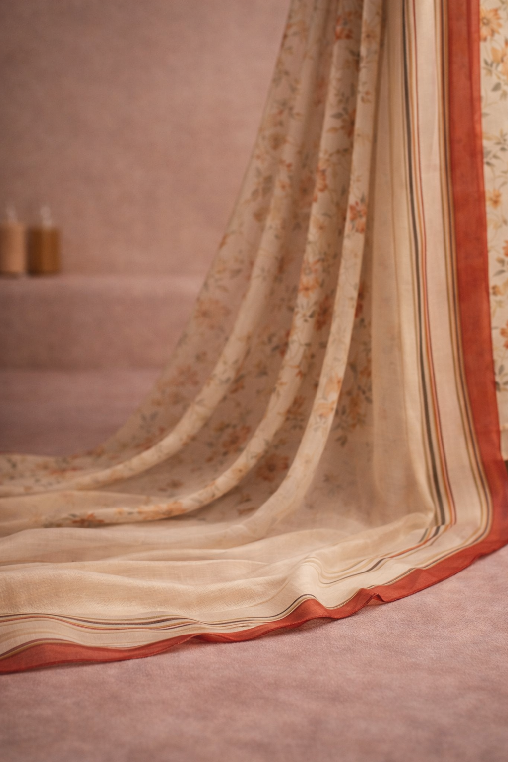 BEIGE FLORAL UNSTICHED SUITS