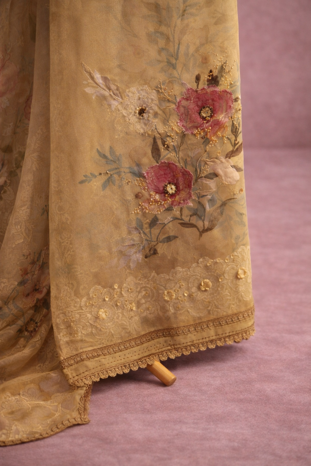 YELLOW FLORAL UNSTICHED SUIT SET